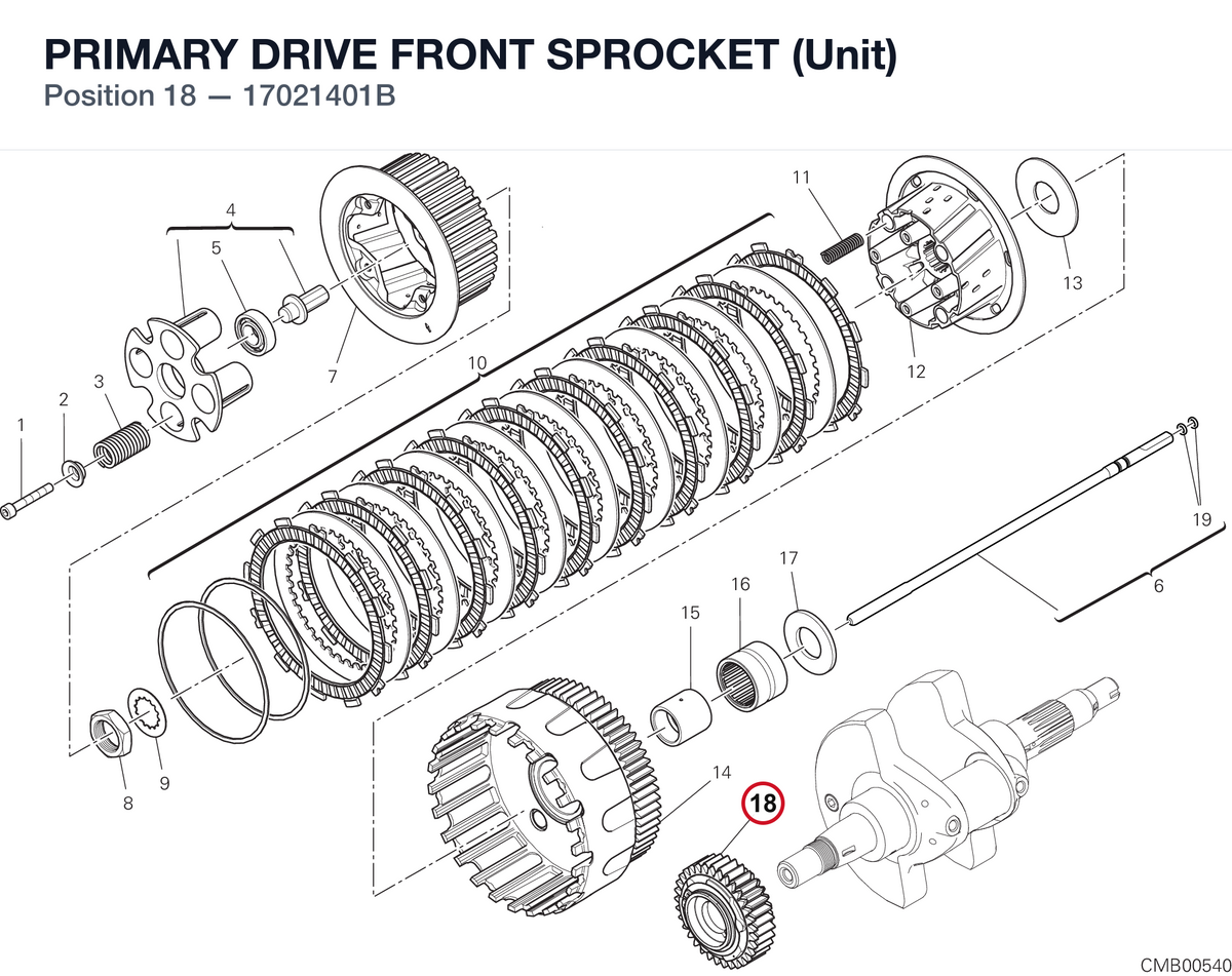 PRIMARY DRIVE FRONT SPROCKET (Unit) 17021401B diagram position