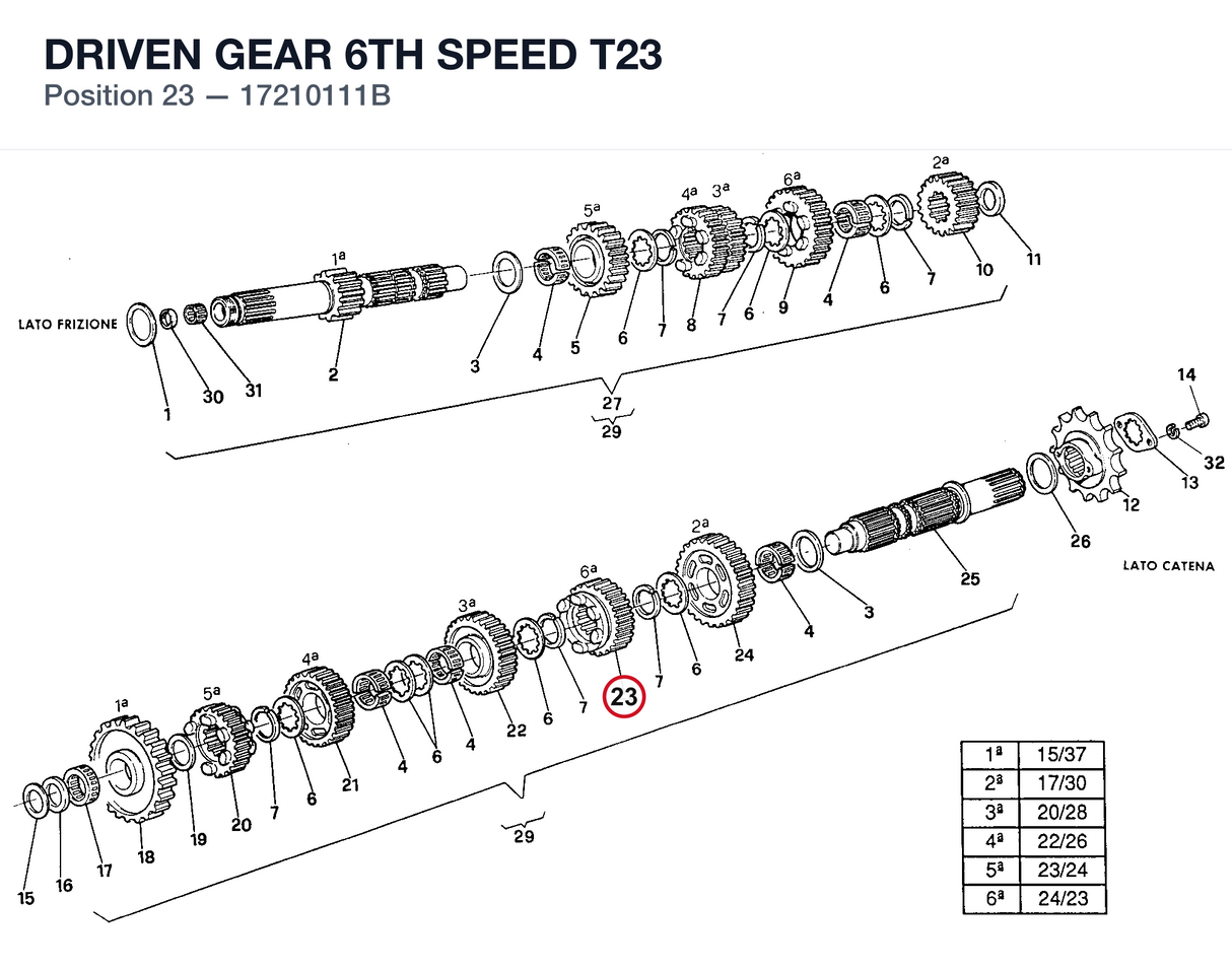 DRIVEN GEAR 6TH SPEED T23