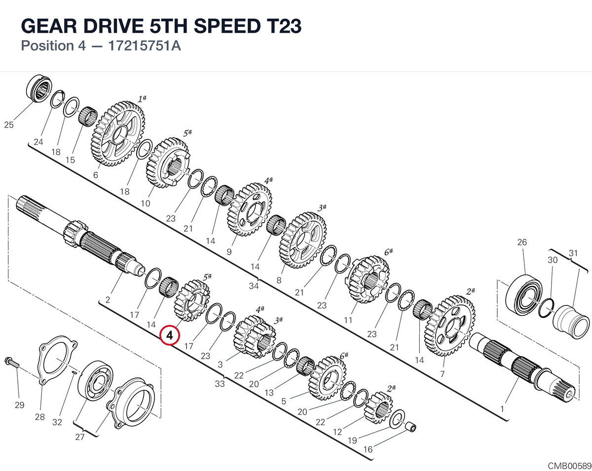 GEAR DRIVE 5TH SPEED T23 17215751A diagram position