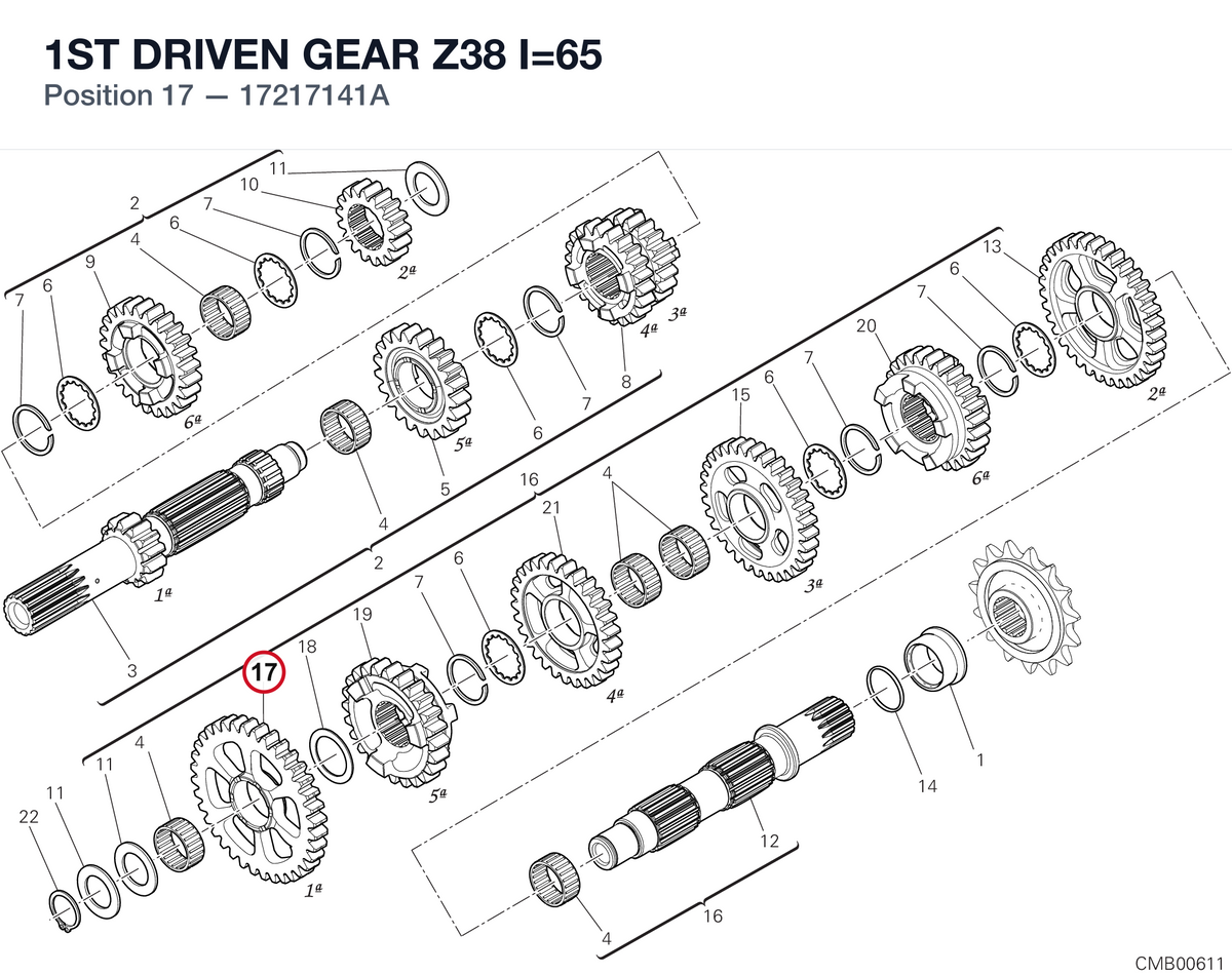 1ST DRIVEN GEAR Z38 I=65 17217141A diagram position