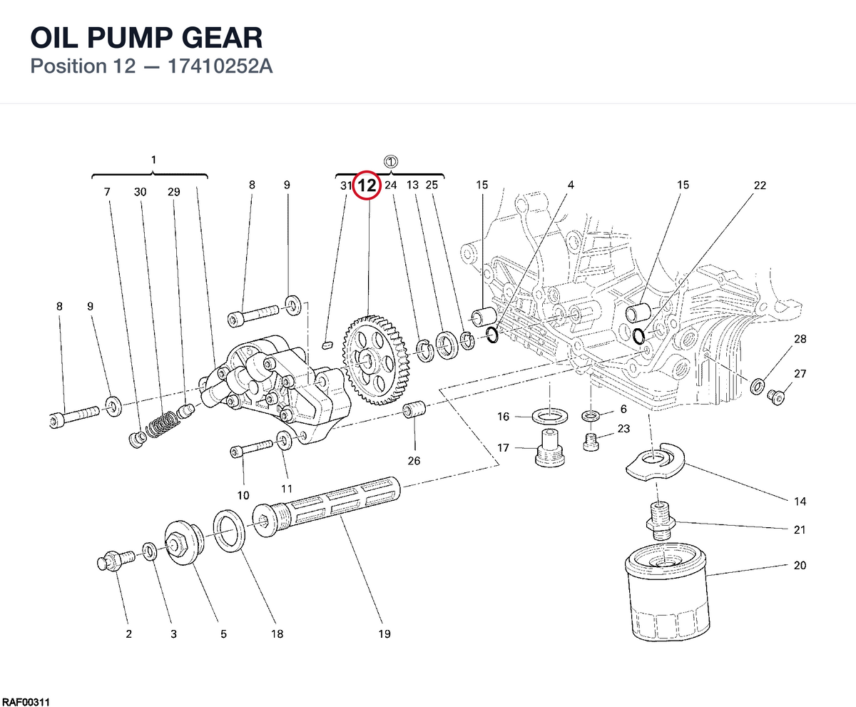 OIL PUMP GEAR 17410252A diagram position