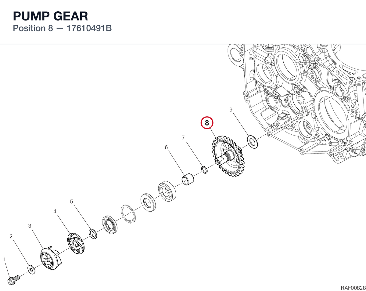 PUMP GEAR 17610491B diagram position