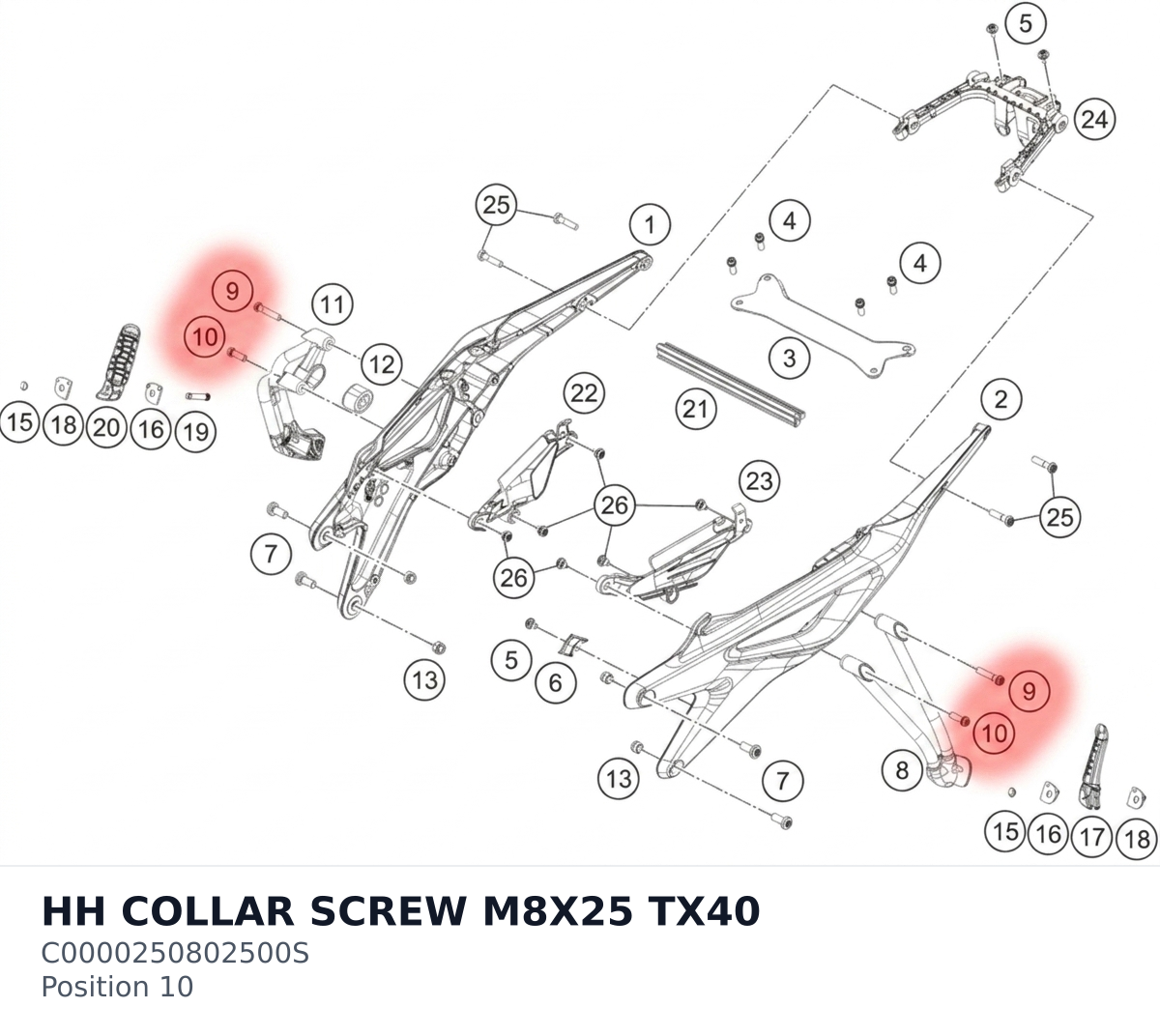 Diagram preview: HH COLLAR SCREW M8X25 TX40 (C0000250802500S)