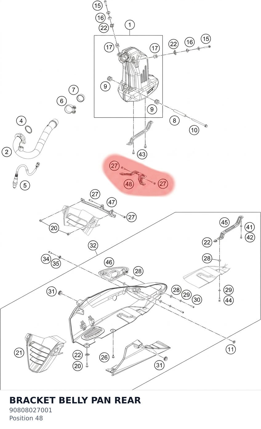 Diagram preview: BRACKET BELLY PAN REAR (90808027001)