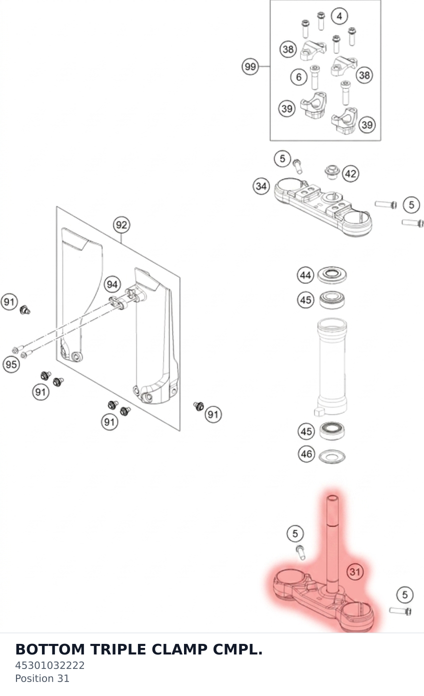 Diagram preview: BOTTOM TRIPLE CLAMP CMPL. (45301032222)