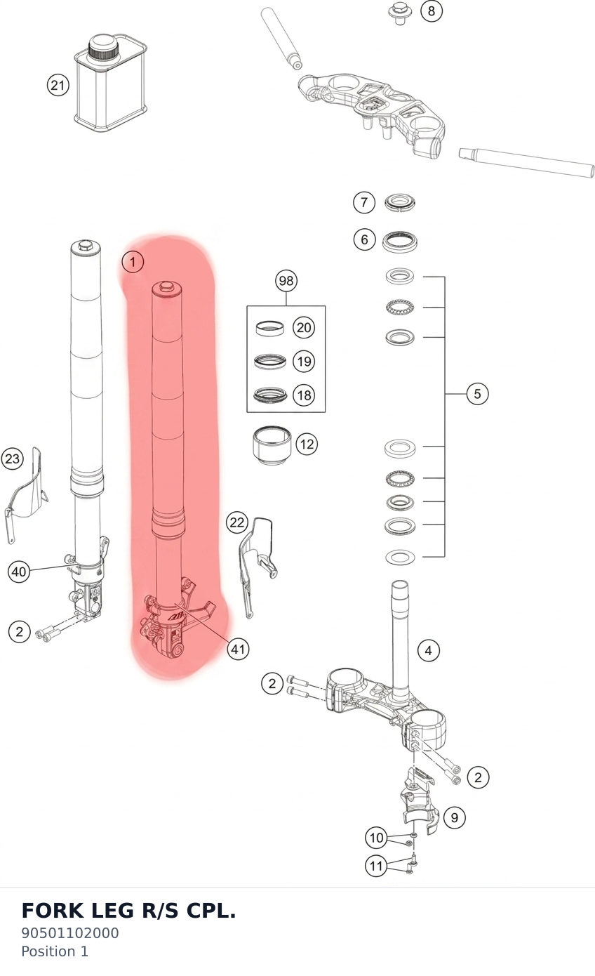 Diagram preview: FORK LEG R/S CPL. (90501102000)