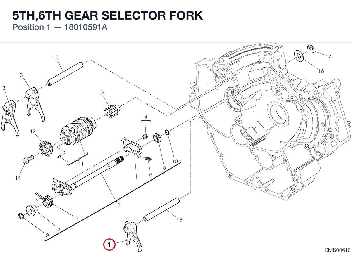 5TH,6TH GEAR SELECTOR FORK 18010591A diagram position