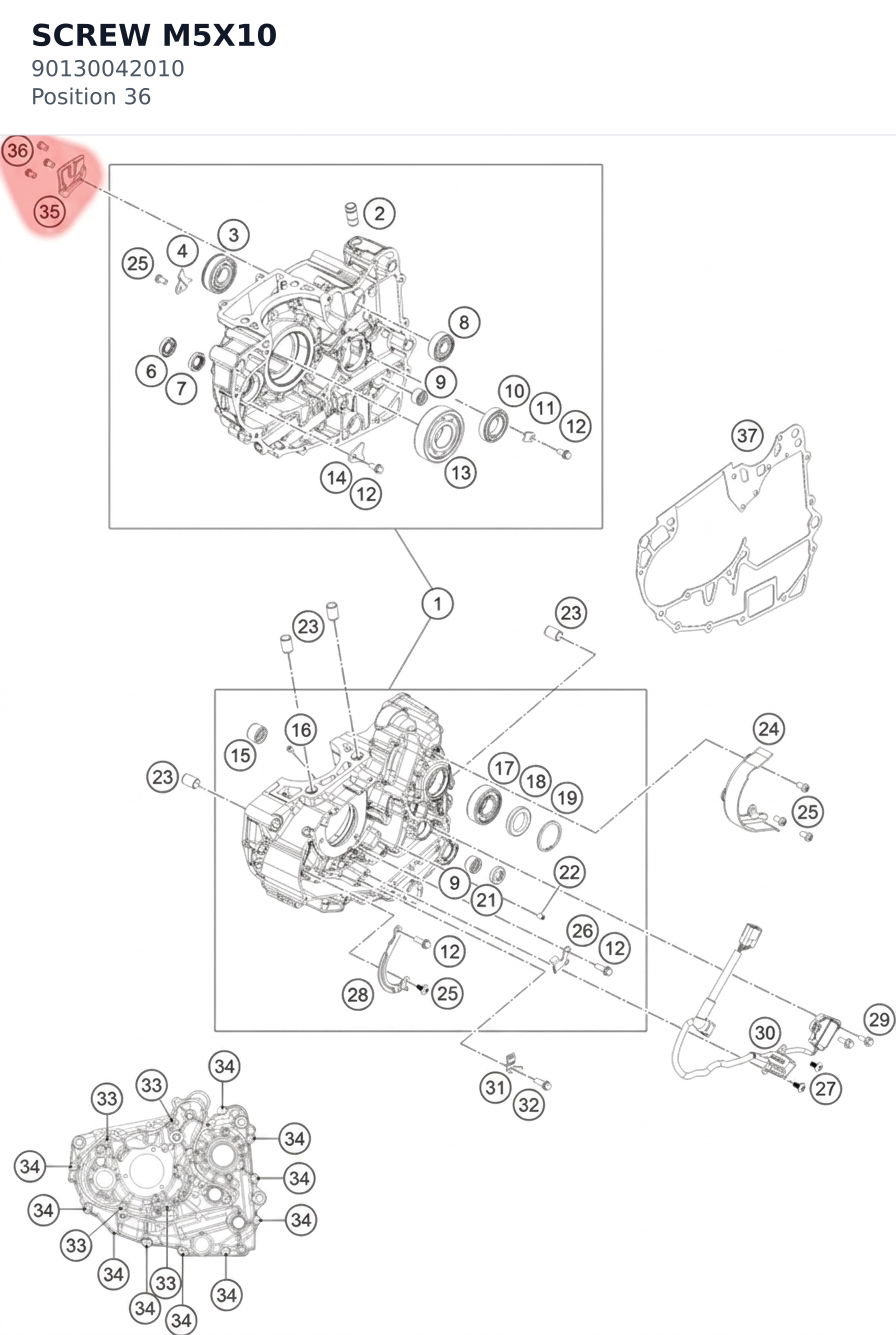 Diagram preview: SCREW M5X10 (90130042010)