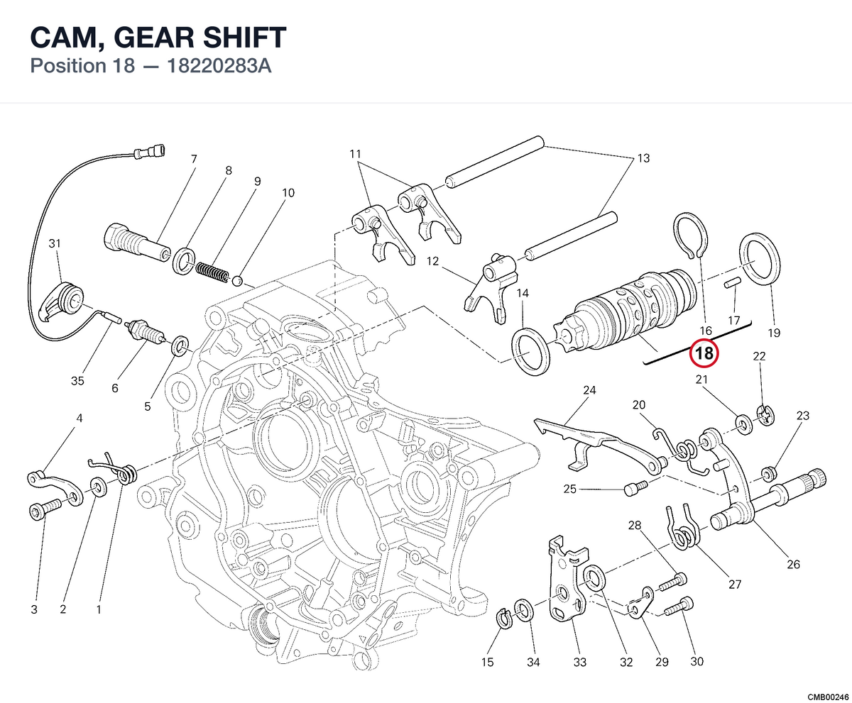 CAM, GEAR SHIFT 18220283A diagram position