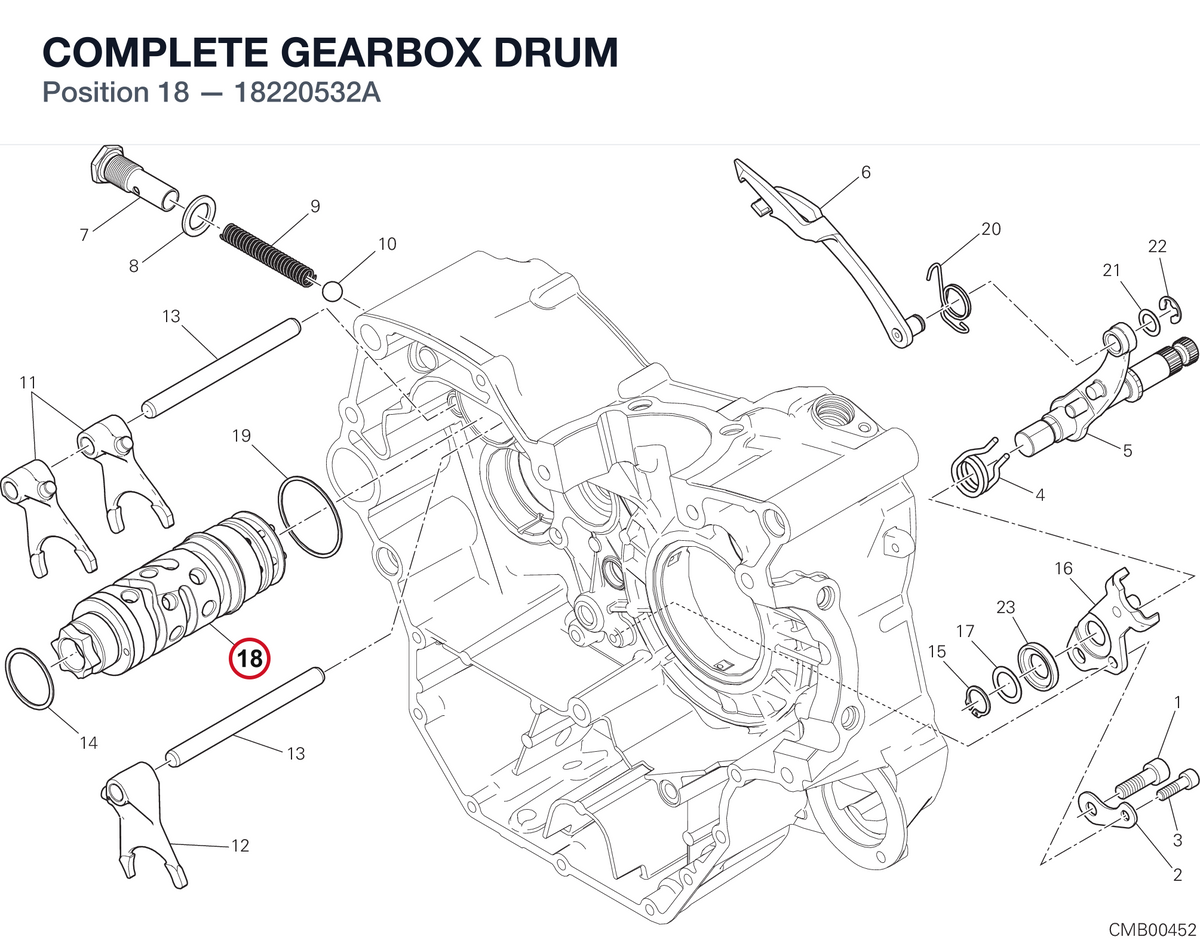 COMPLETE GEARBOX DRUM 18220532A diagram position