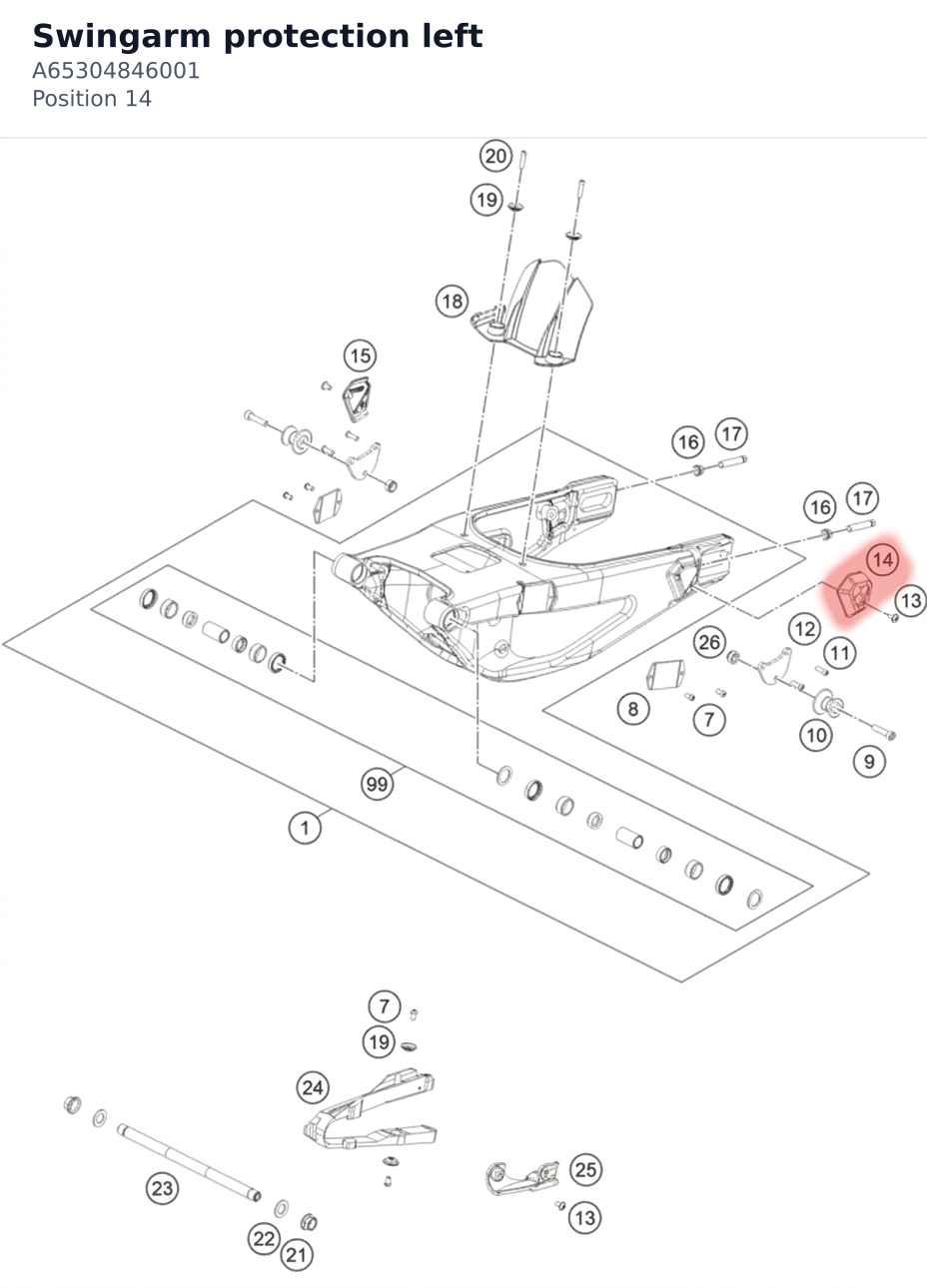 Diagram preview: Swingarm protection left (A65304846001)