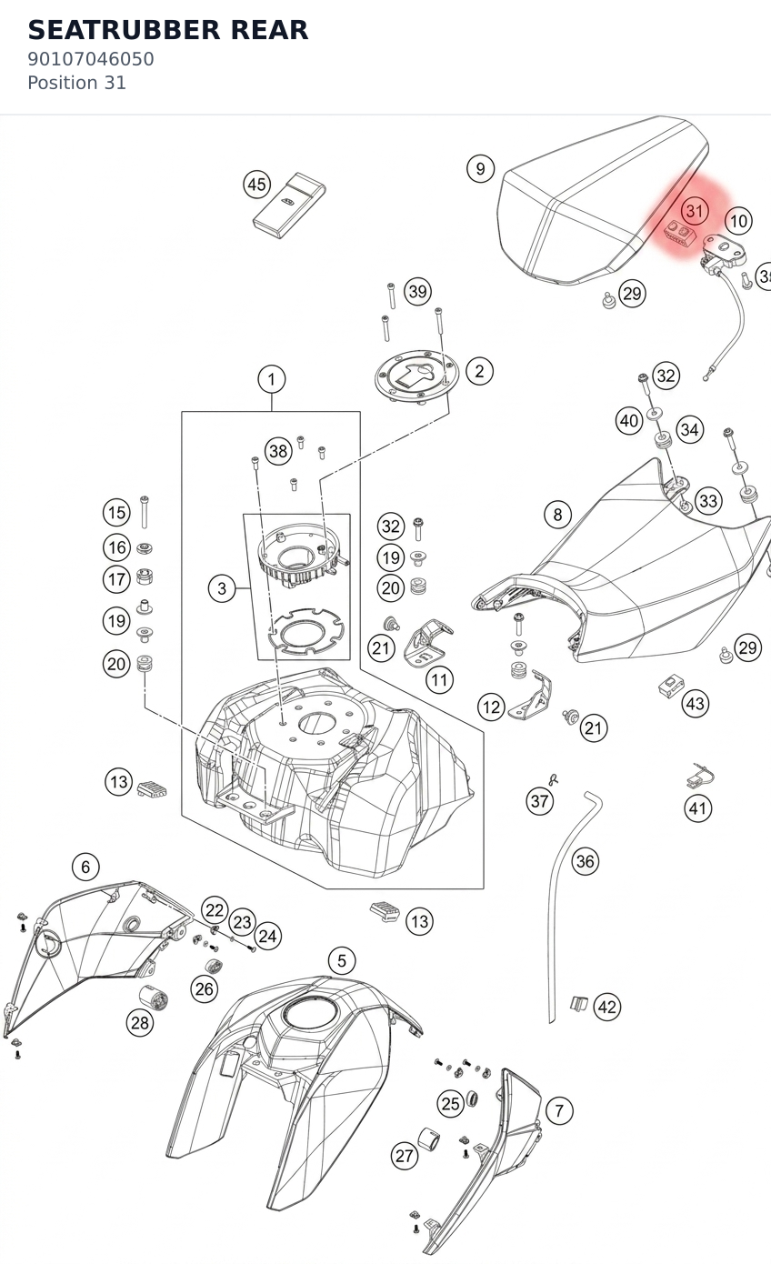 Diagram preview: SEATRUBBER REAR (90107046050)