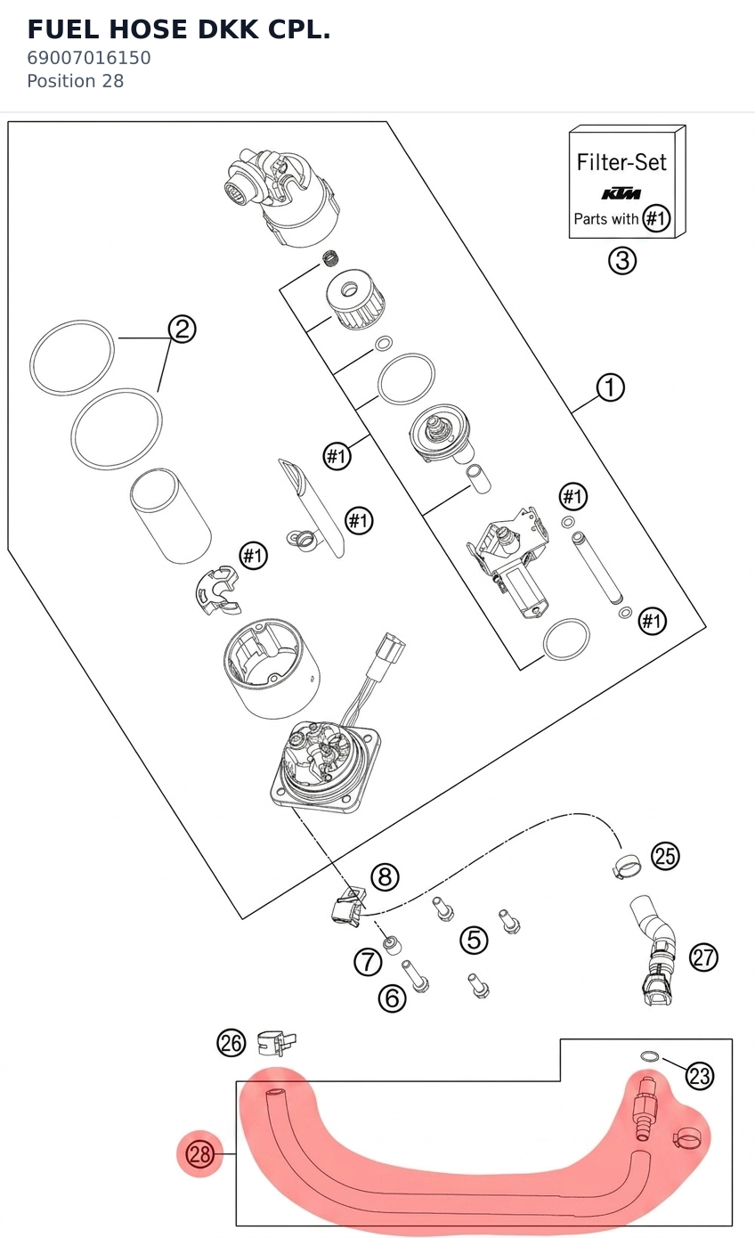 Diagram preview: FUEL HOSE DKK CPL. (69007016150)
