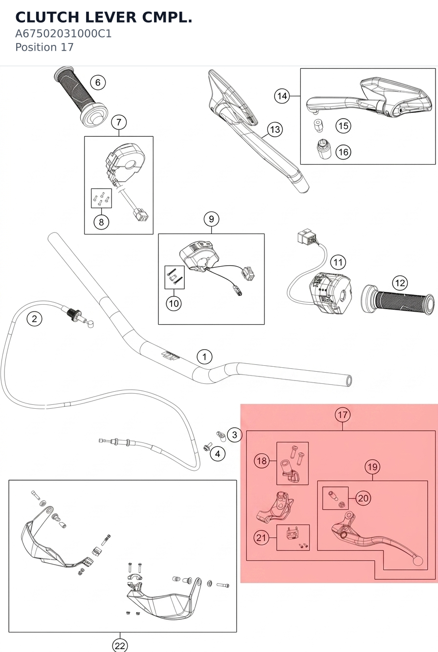 Diagram preview: CLUTCH LEVER CMPL. (A67502031000C1)