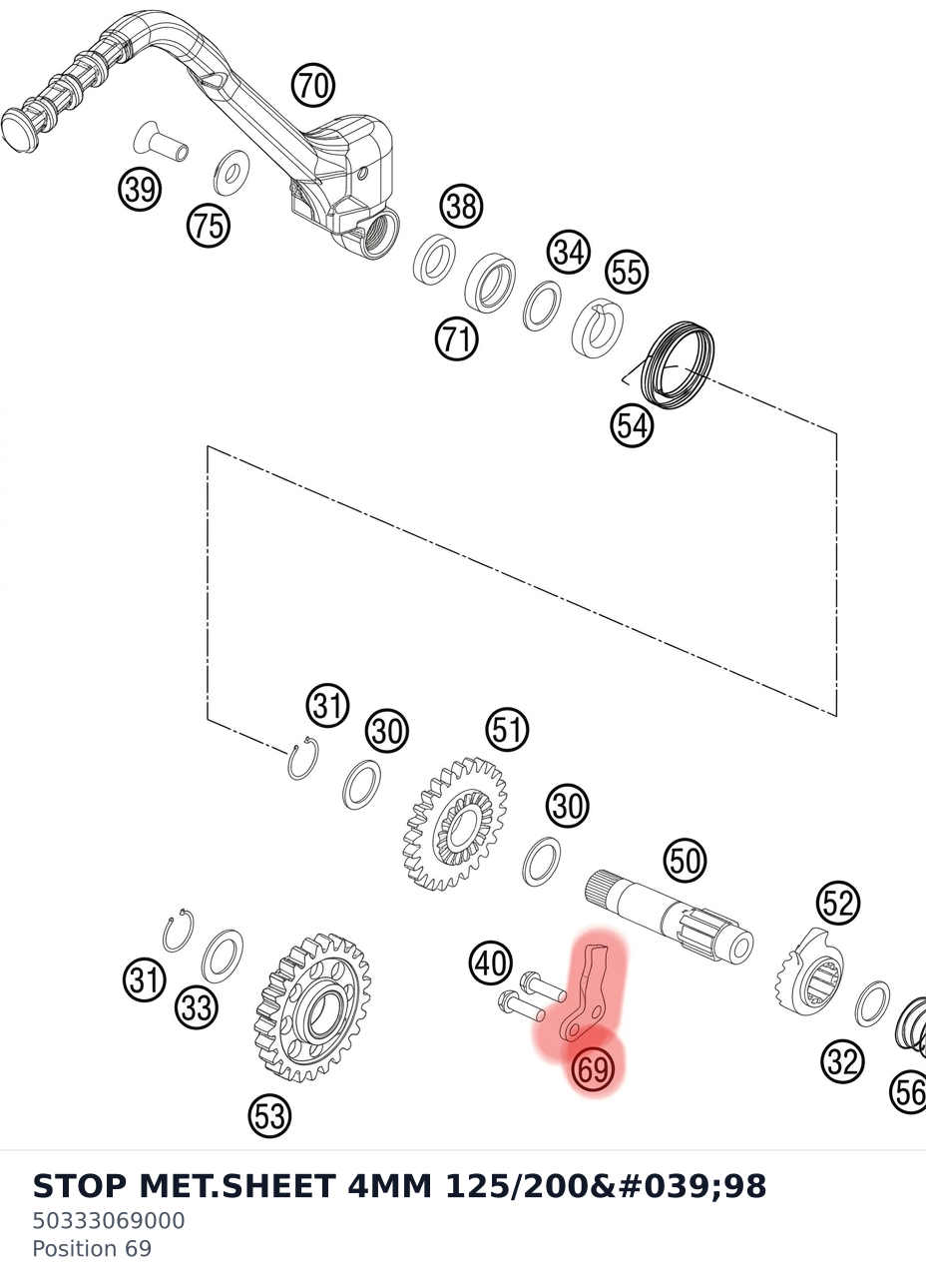 Diagram preview: STOP MET.SHEET 4MM 125/200'98 (50333069000)