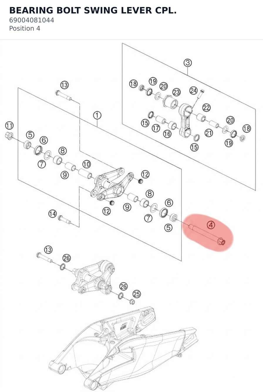 Diagram preview: BEARING BOLT SWING LEVER CPL. (69004081044)