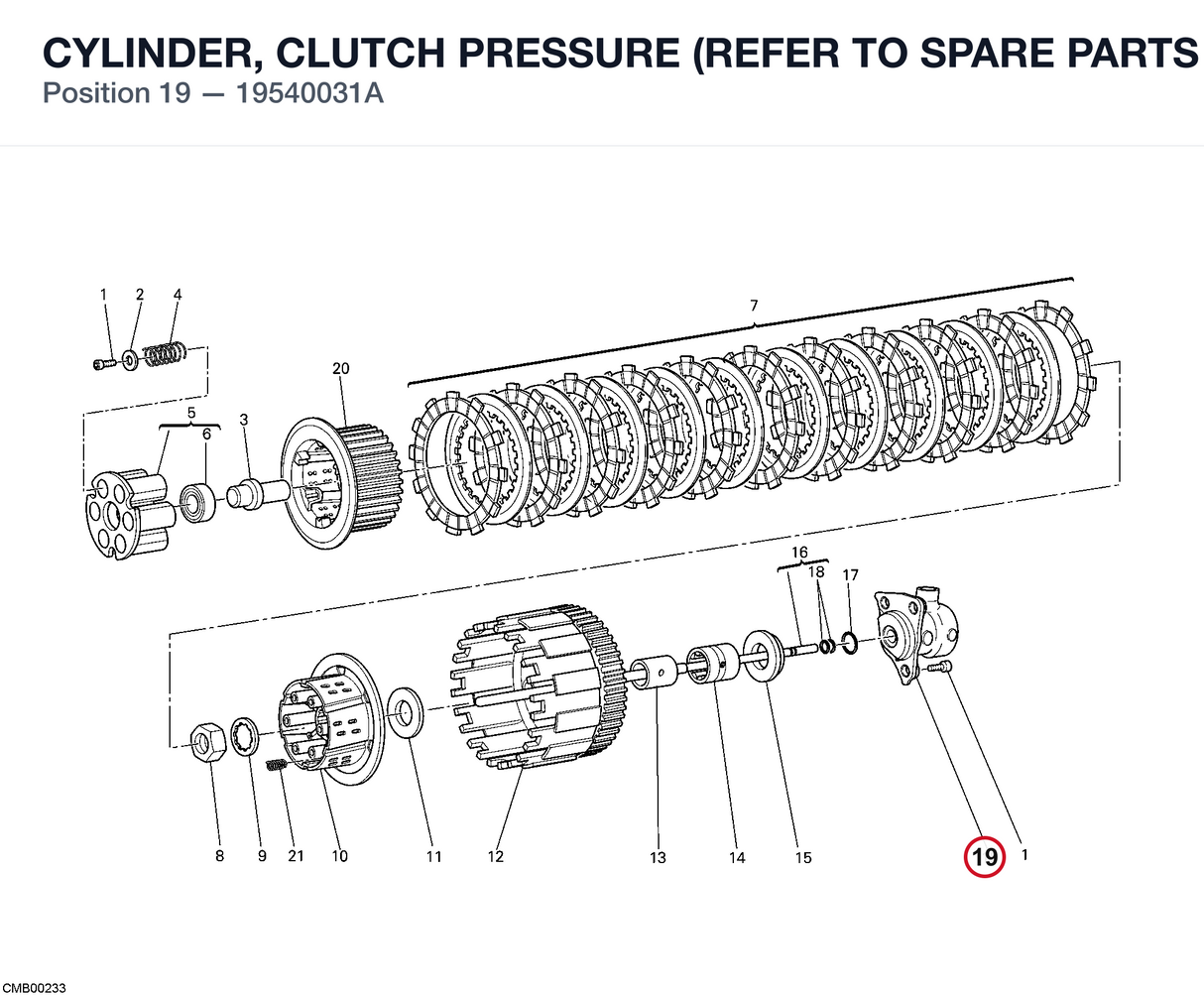 CYLINDER, CLUTCH PRESSURE (REFER TO SPARE PARTS BULLETIN 246)