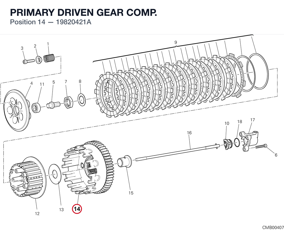 PRIMARY DRIVEN GEAR COMP. 19820421A diagram position