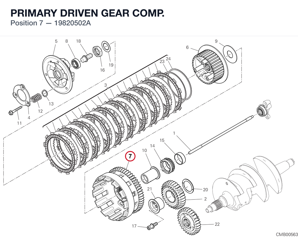 PRIMARY DRIVEN GEAR COMP. 19820502A diagram position