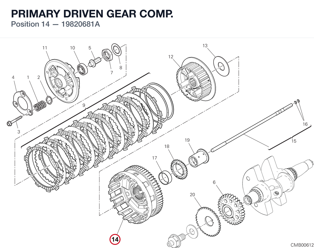 PRIMARY DRIVEN GEAR COMP. 19820681A diagram position