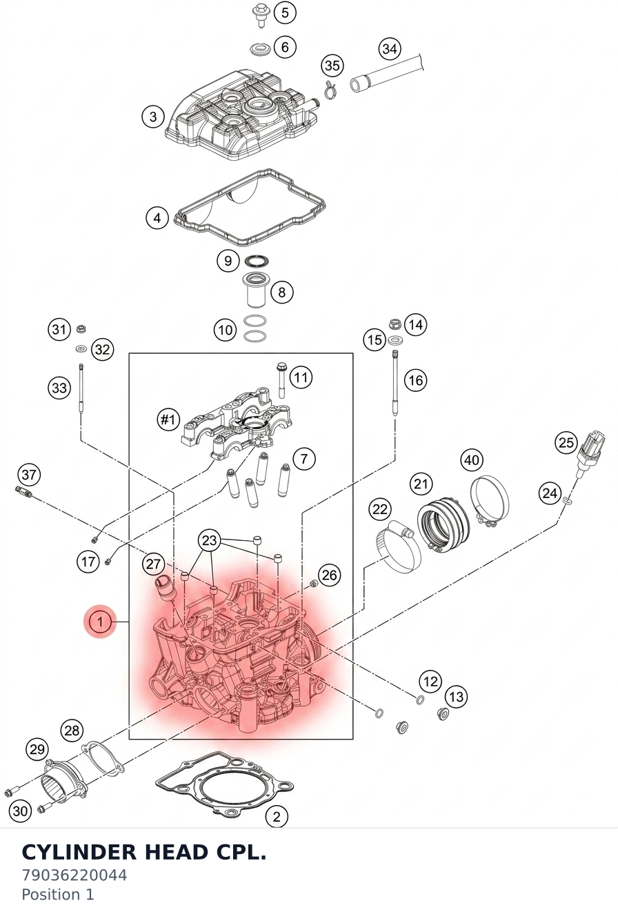 Diagram preview: CYLINDER HEAD CPL. (79036220044)
