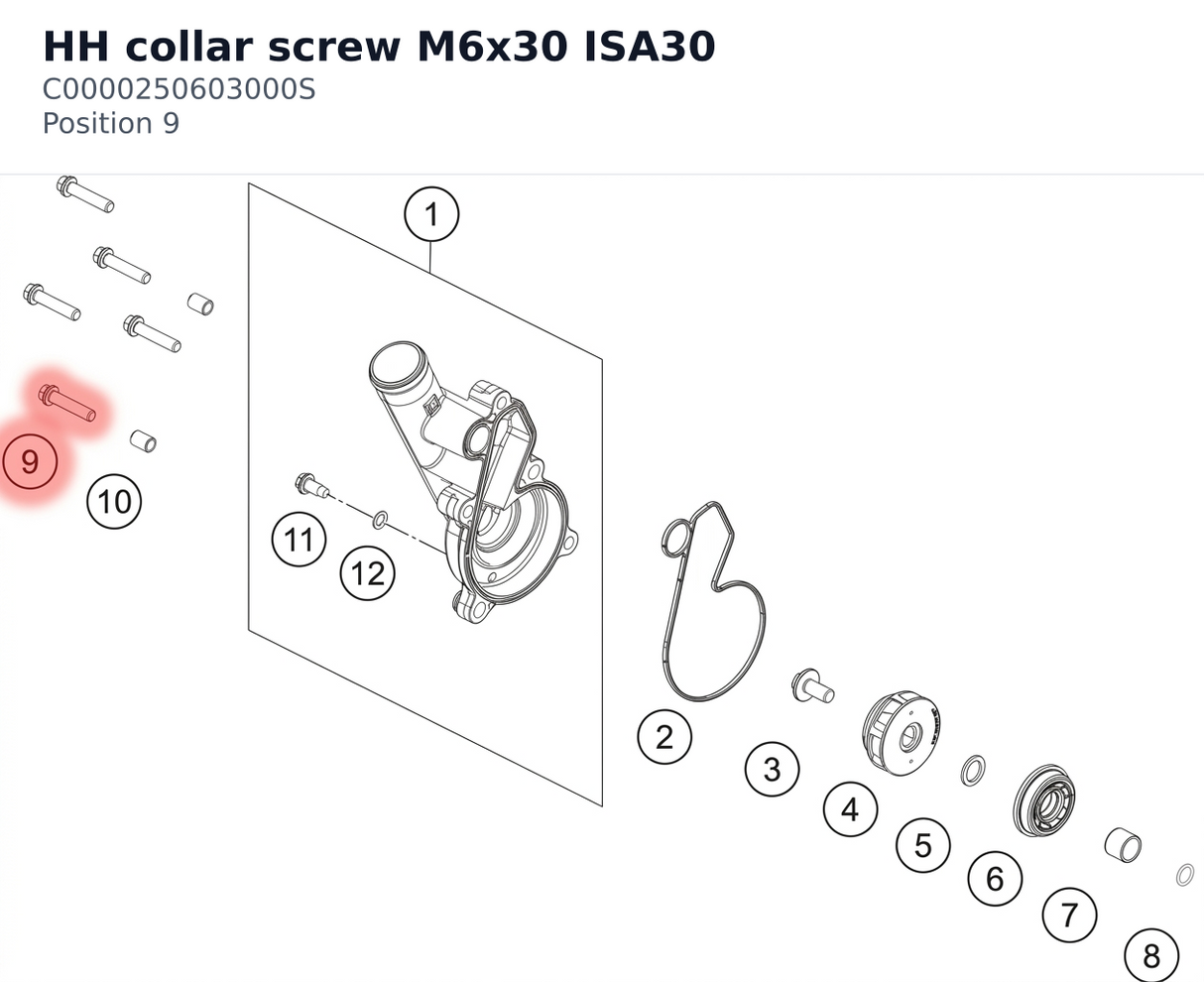 Diagram preview: HH collar screw M6x30 ISA30 (C0000250603000S)