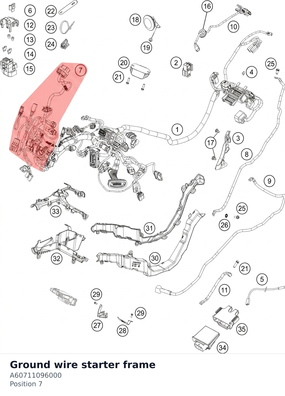 Diagram preview: Ground wire starter frame (A60711096000)