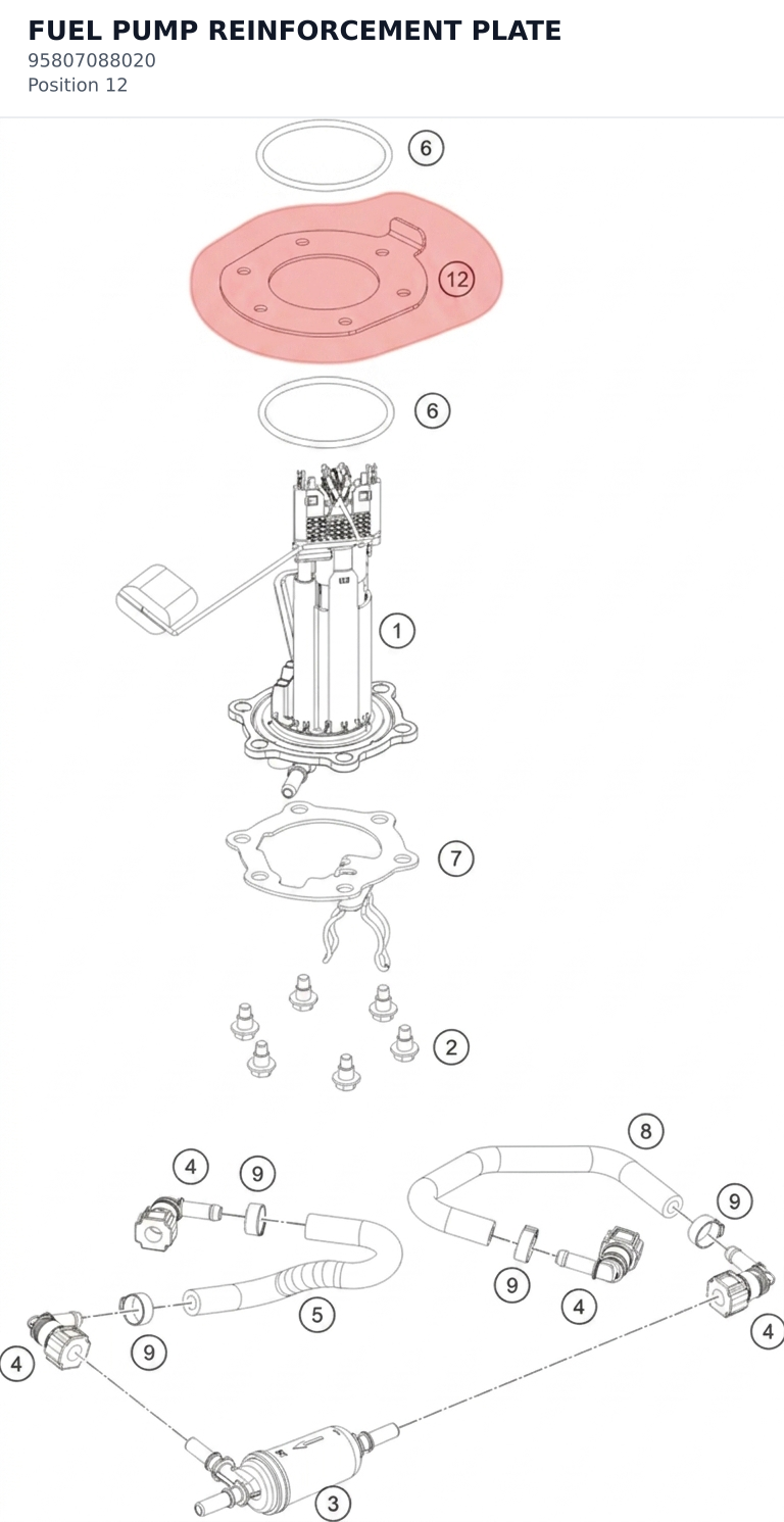 Diagram preview: FUEL PUMP REINFORCEMENT PLATE (95807088020)