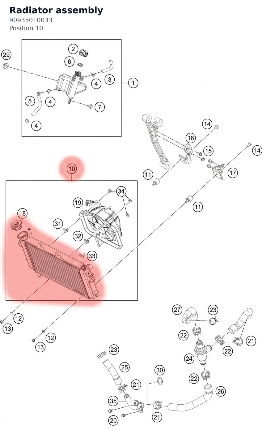 Diagram preview: Radiator assembly (90935010033)