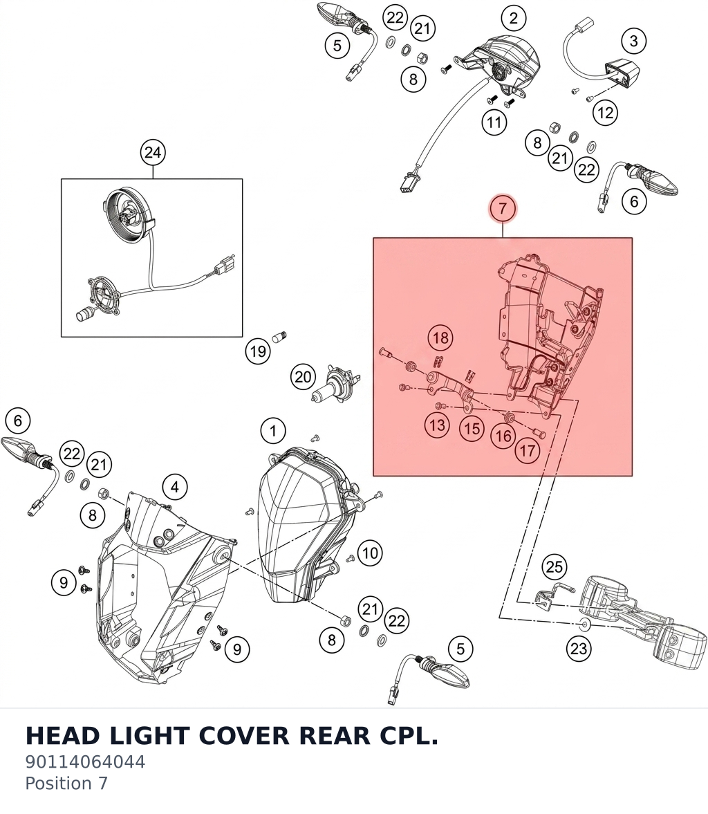 Diagram preview: HEAD LIGHT COVER REAR CPL. (90114064044)