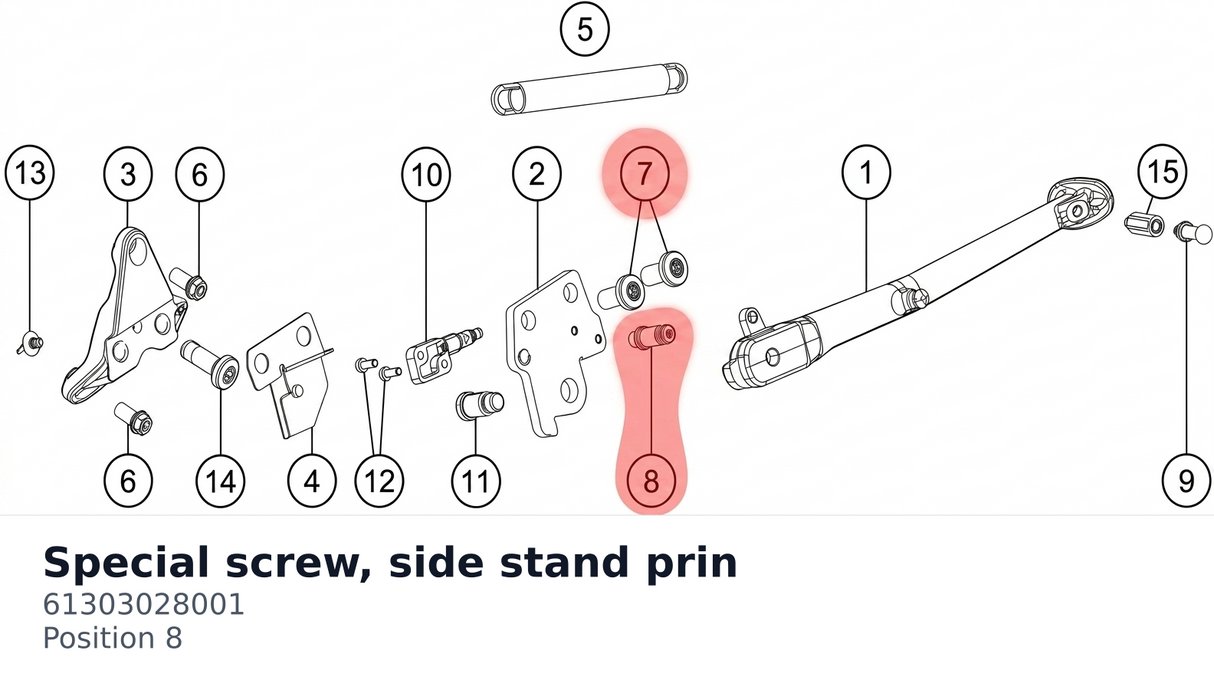 Diagram preview: Special screw, side stand prin (61303028001)