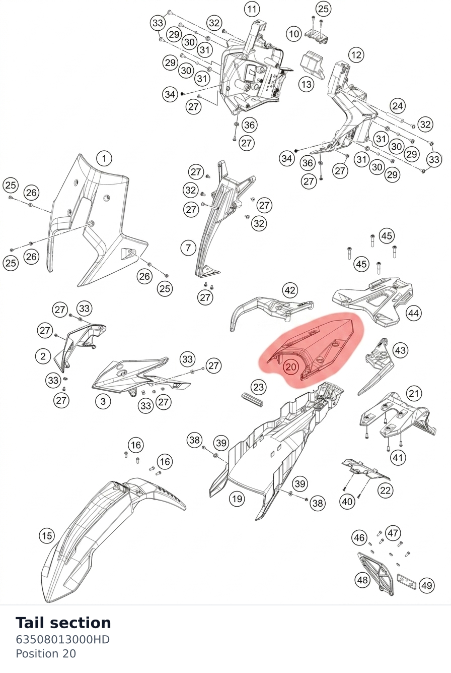 Diagram preview: Tail section (63508013000HD)