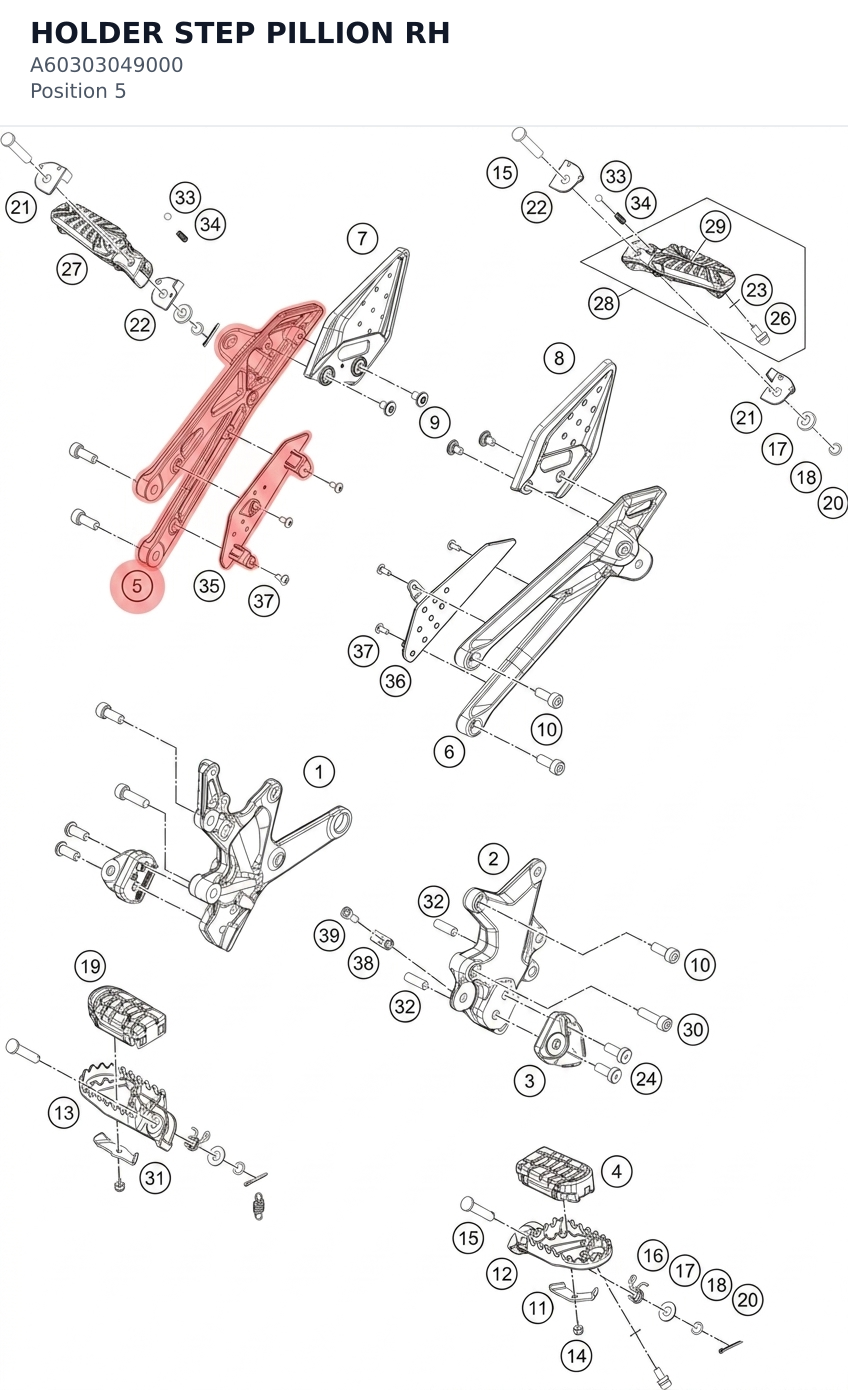 Diagram preview: HOLDER STEP PILLION RH (A60303049000)