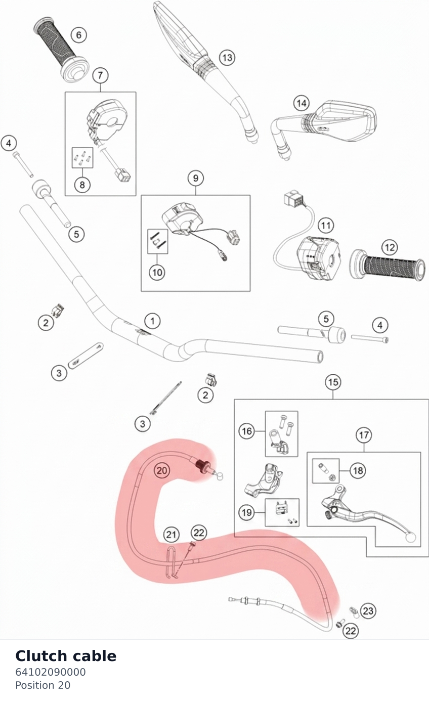 Diagram preview: Clutch cable (64102090000)