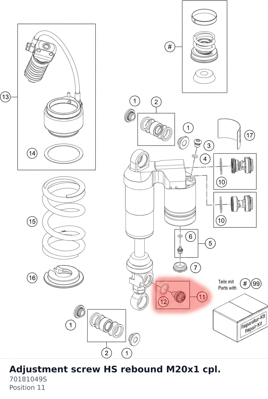 Diagram preview: Adjustment screw HS rebound M20x1 cpl. (70181049S)