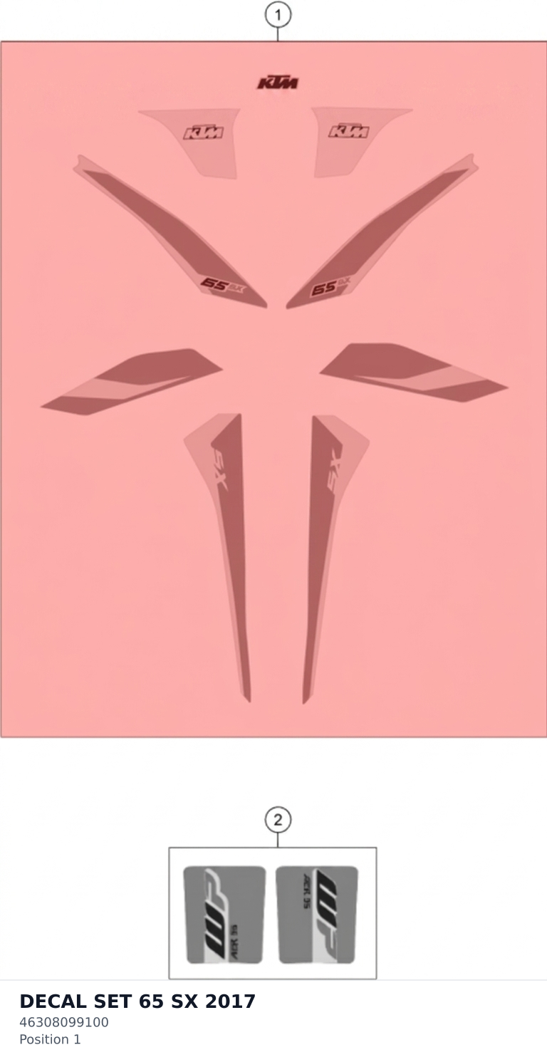 Diagram preview: DECAL SET 65 SX 2017 (46308099100)