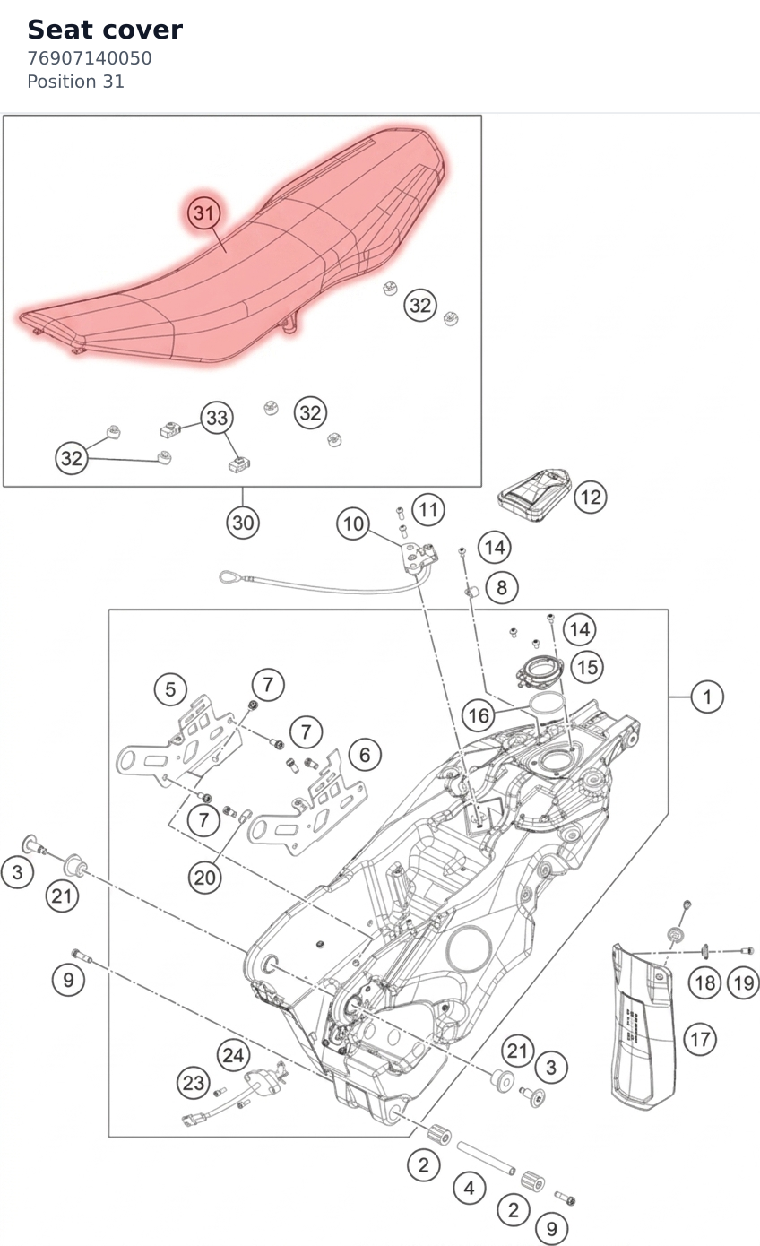 Diagram preview: Seat cover (76907140050)