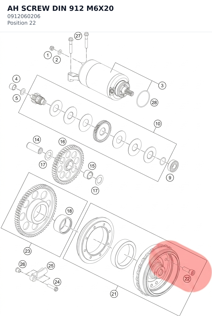 Diagram preview: AH SCREW DIN 912 M6X20 (0912060206)