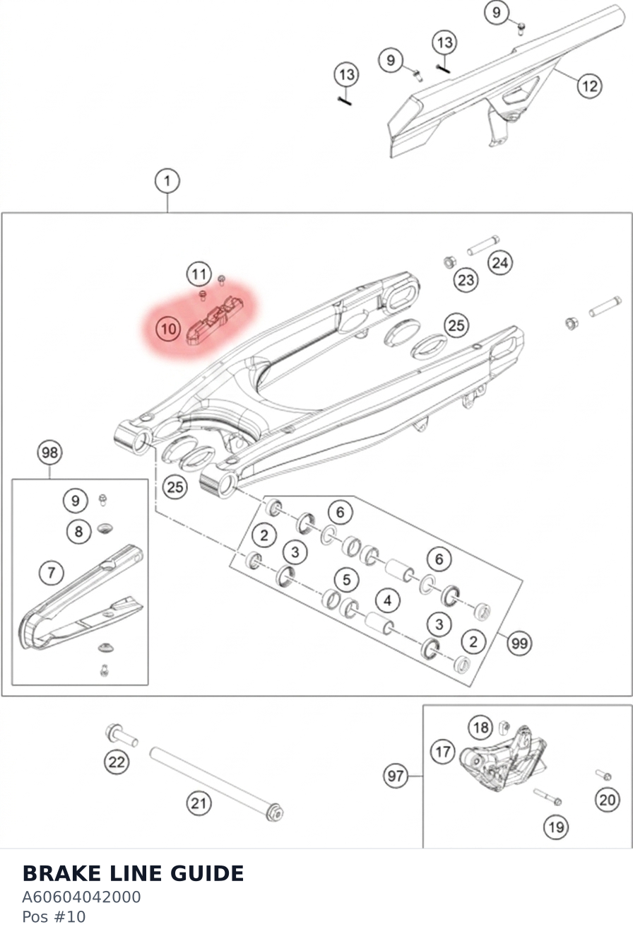 Diagram preview: BRAKE LINE GUIDE (A60604042000)