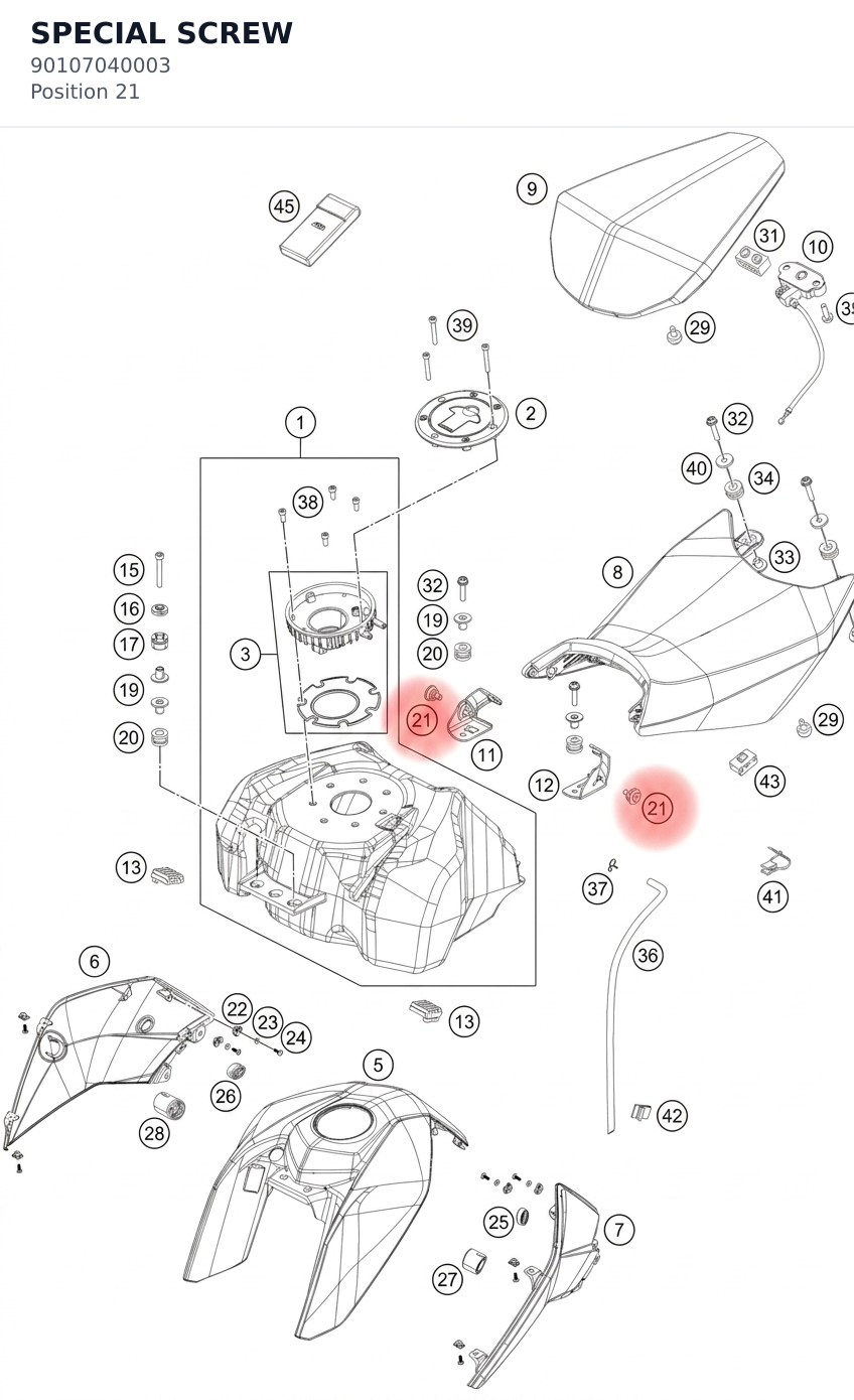 Diagram preview: SPECIAL SCREW (90107040003)
