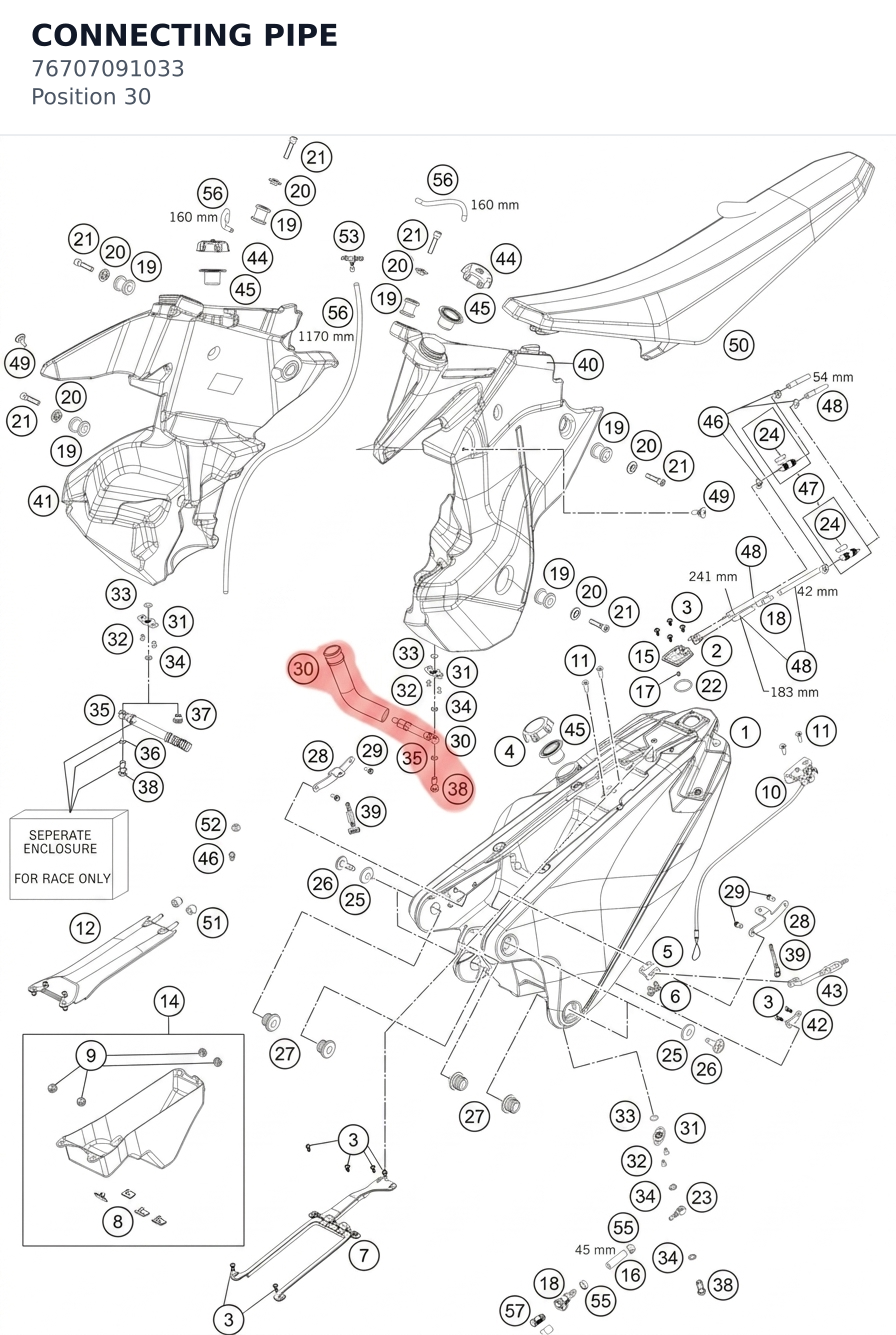 Diagram preview: CONNECTING PIPE (76707091033)