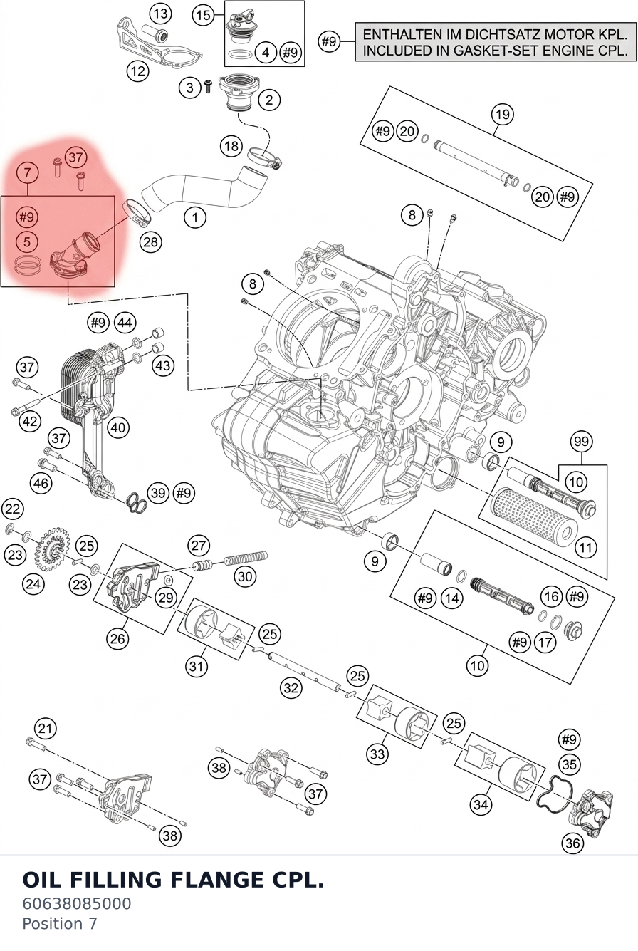 Diagram preview: OIL FILLING FLANGE CPL. (60638085000)