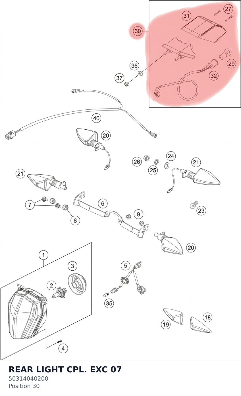 Diagram preview: REAR LIGHT CPL. EXC 07 (50314040200)
