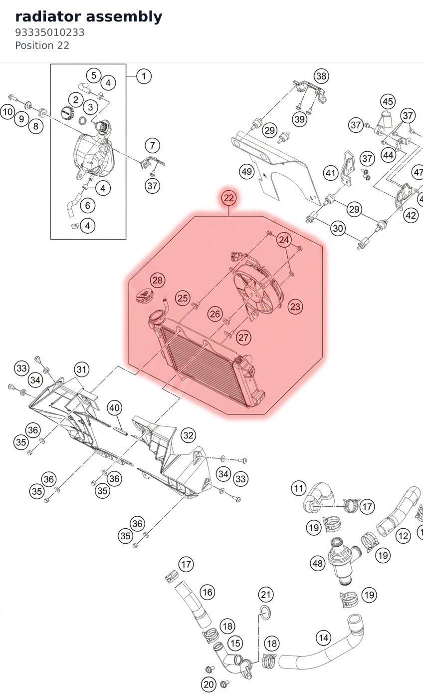 Diagram preview: radiator assembly (93335010233)