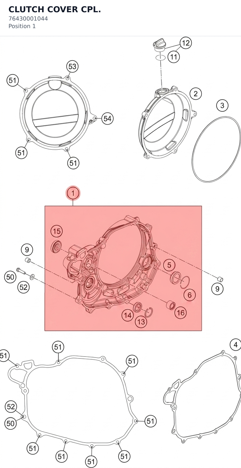 Diagram preview: CLUTCH COVER CPL. (76430001044)