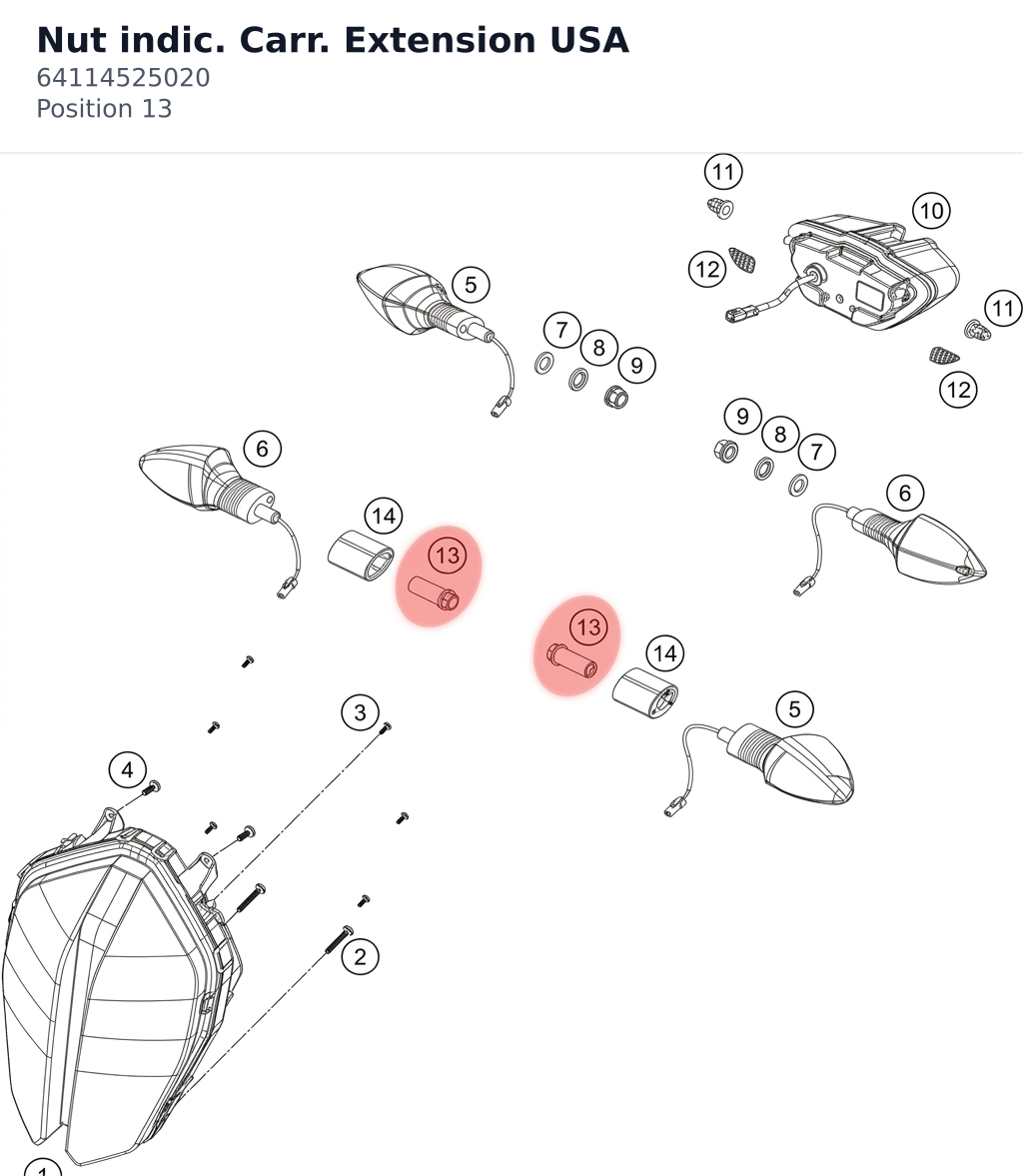 Diagram preview: Nut indic. Carr. Extension USA (64114525020)