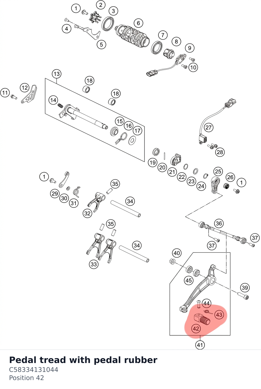 Diagram preview: Pedal tread with pedal rubber (C58334131044)
