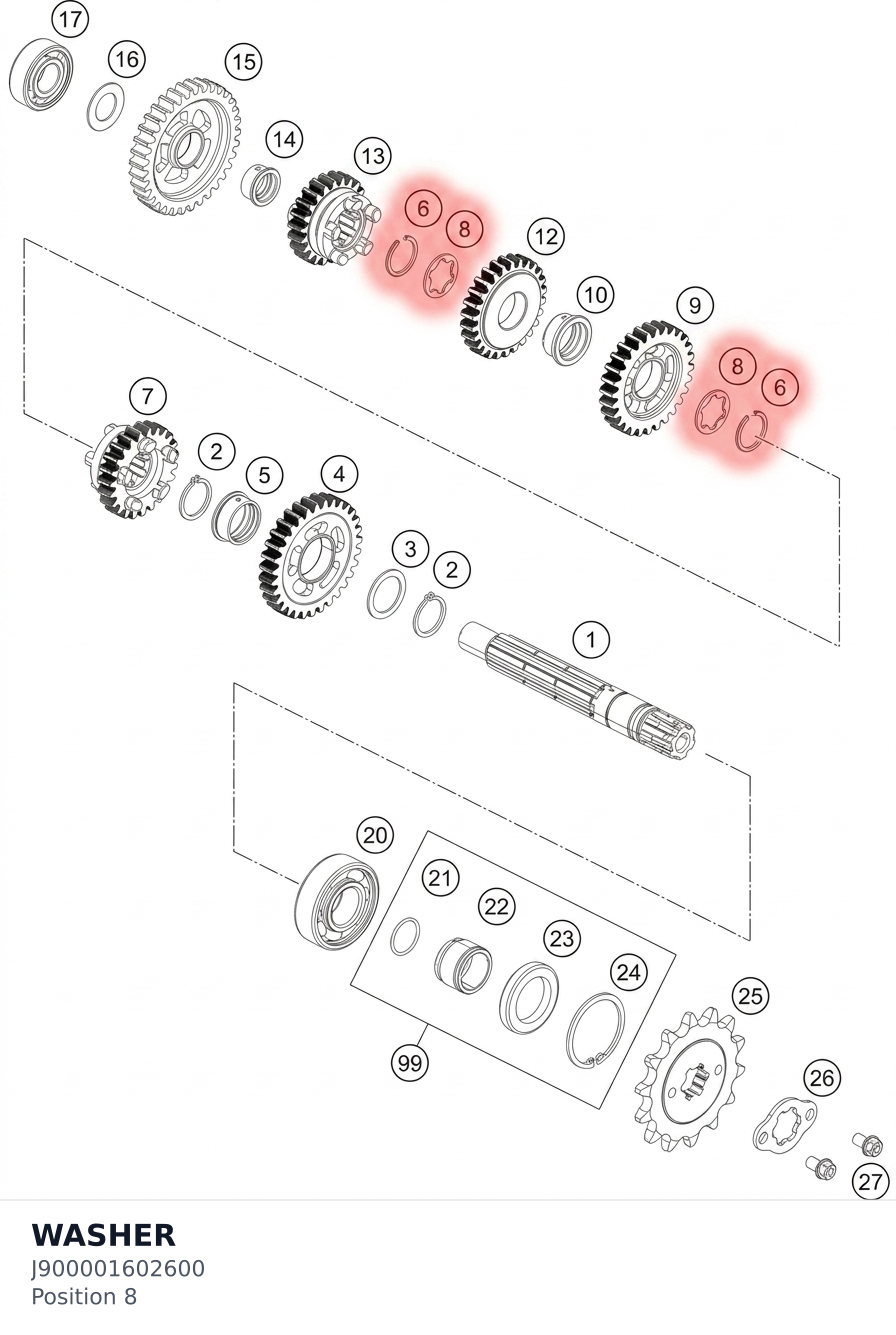 Diagram preview: WASHER (J900001602600)