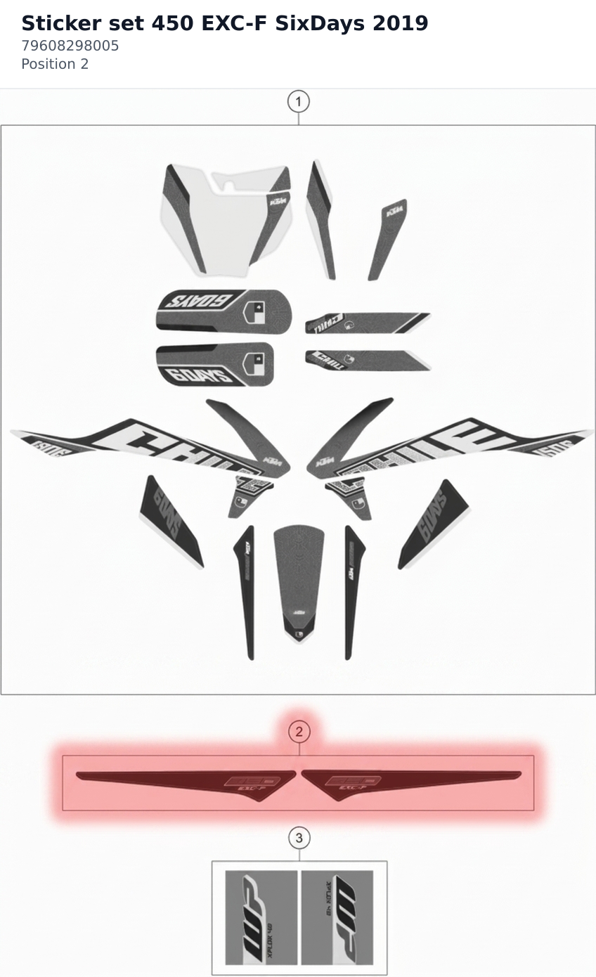 Diagram preview: Sticker set 450 EXC-F SixDays 2019 (79608298005)