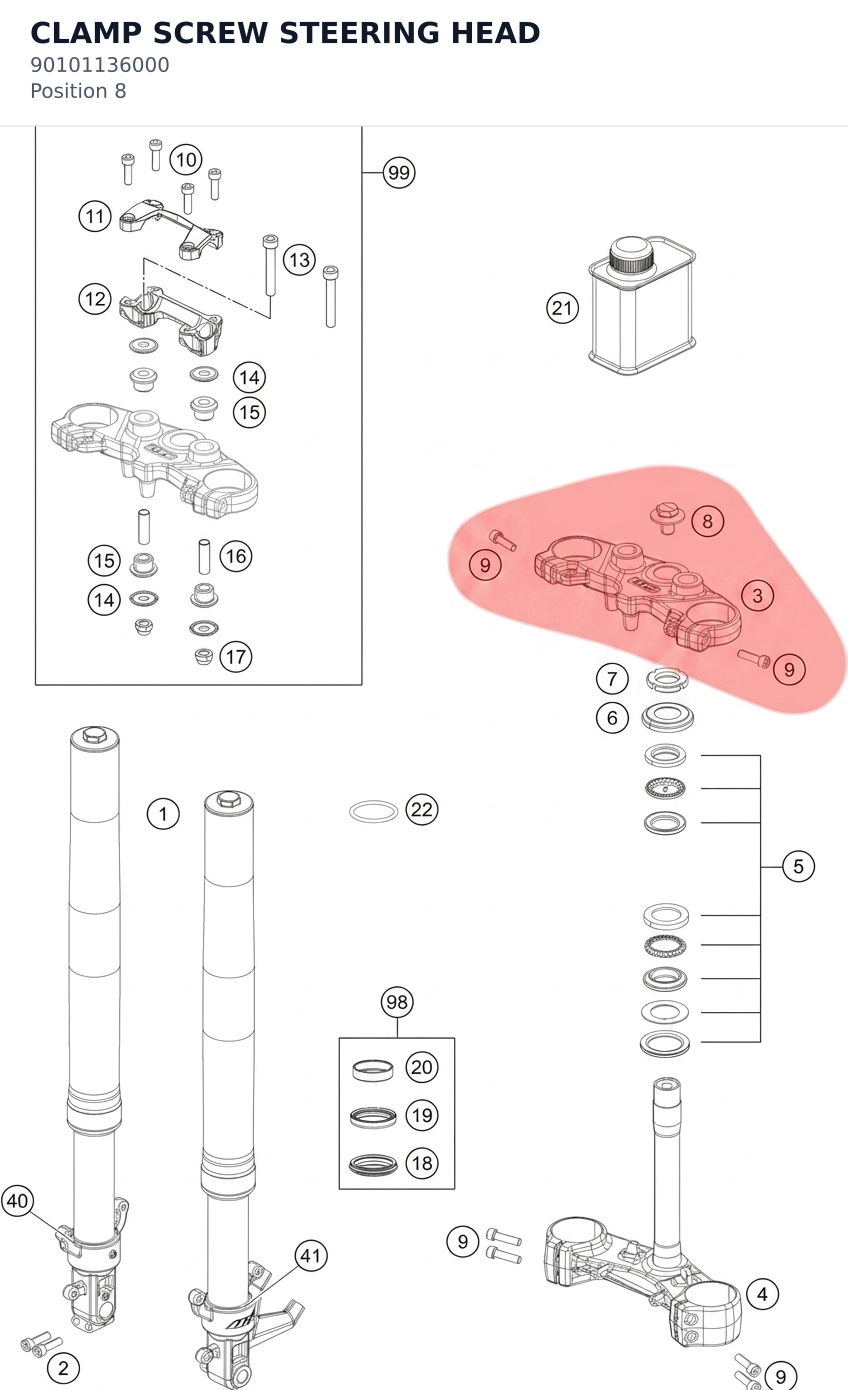 Diagram preview: CLAMP SCREW STEERING HEAD (90101136000)